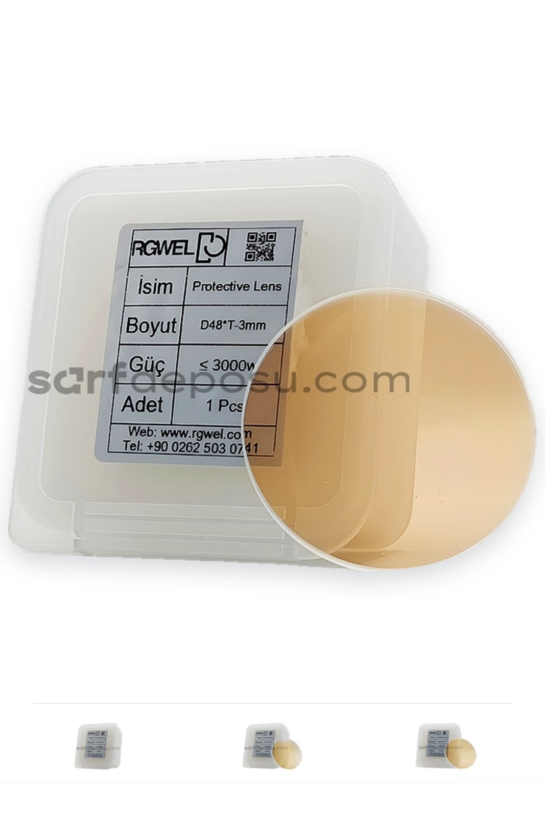 Fiber Lazer Koruyucu Lens D48 T-3 mm – SUP22C - QİLİN BWT30 Uyumlu